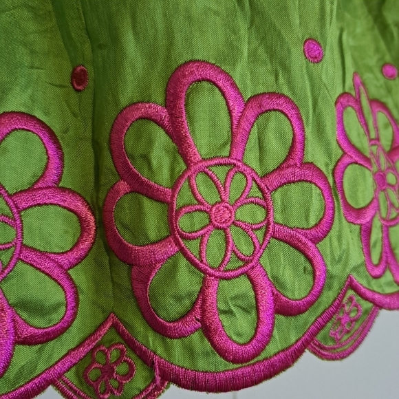 Lilly Pulitzer white label size 8 green silk skirt EUC - Picture 3 of 5